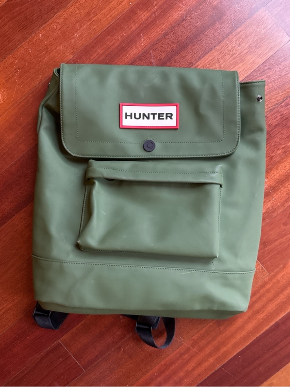 Hunter Olive Green Backpack with Front Patch Logo
